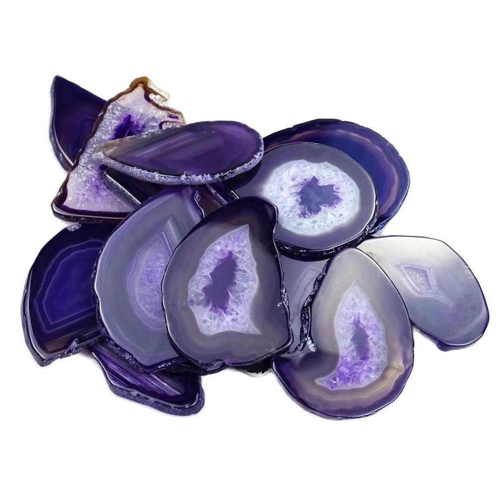 3214 15pcs Purple Polished Agate Slices Geode Slices Bulk for Light Table